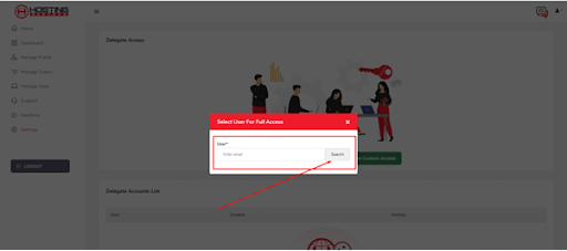 Selection of User for Full Access | HostingSeekers